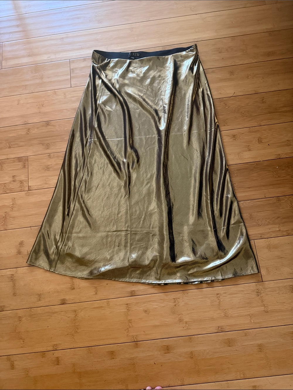 J. Crew Metallic Gold Midi Skirt